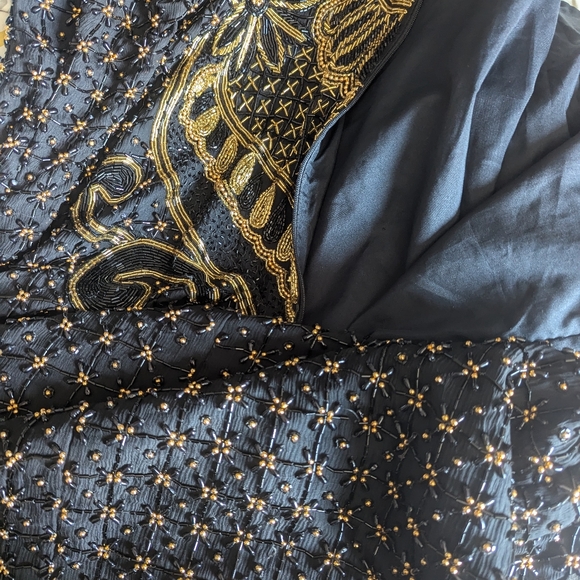 Absolutely stunning vintage hand beaded dress on silk - Size L - Picture 11 of 13